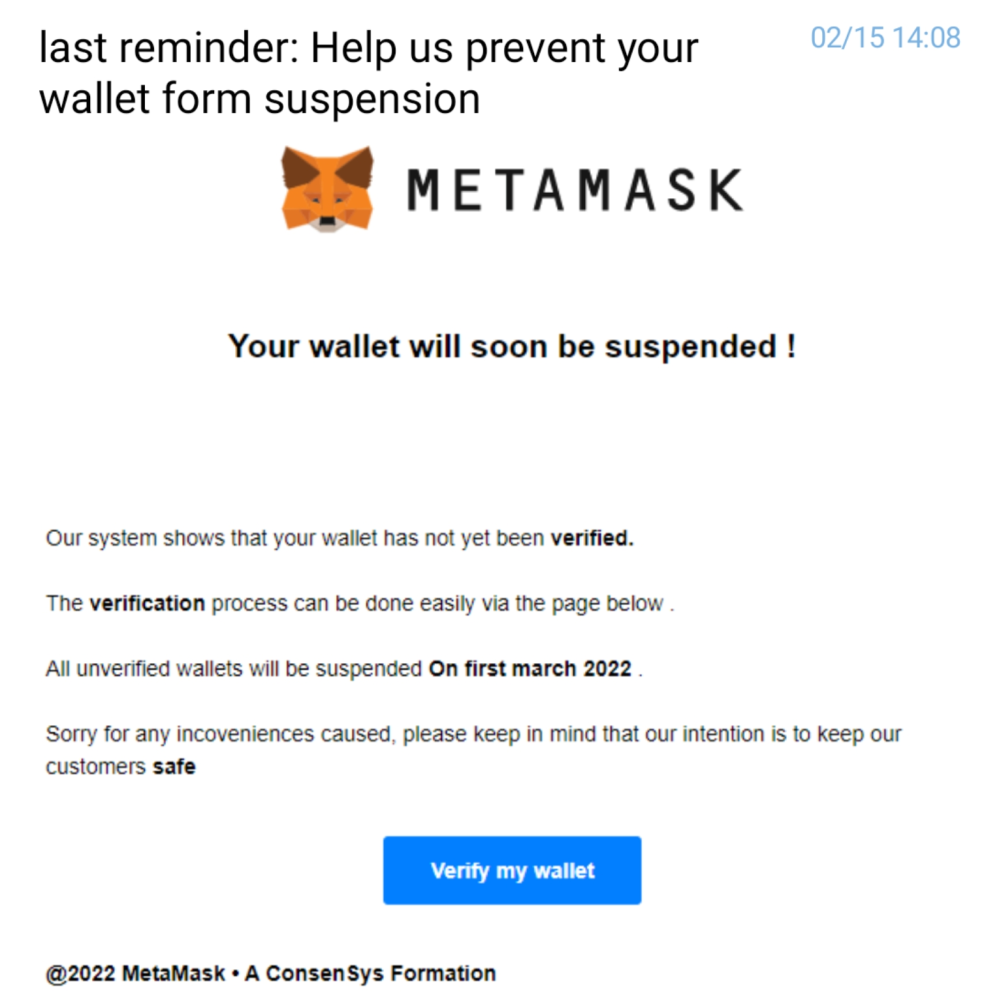 Metamaskからメールがきました そもそも Metamaskが何 Yahoo 知恵袋