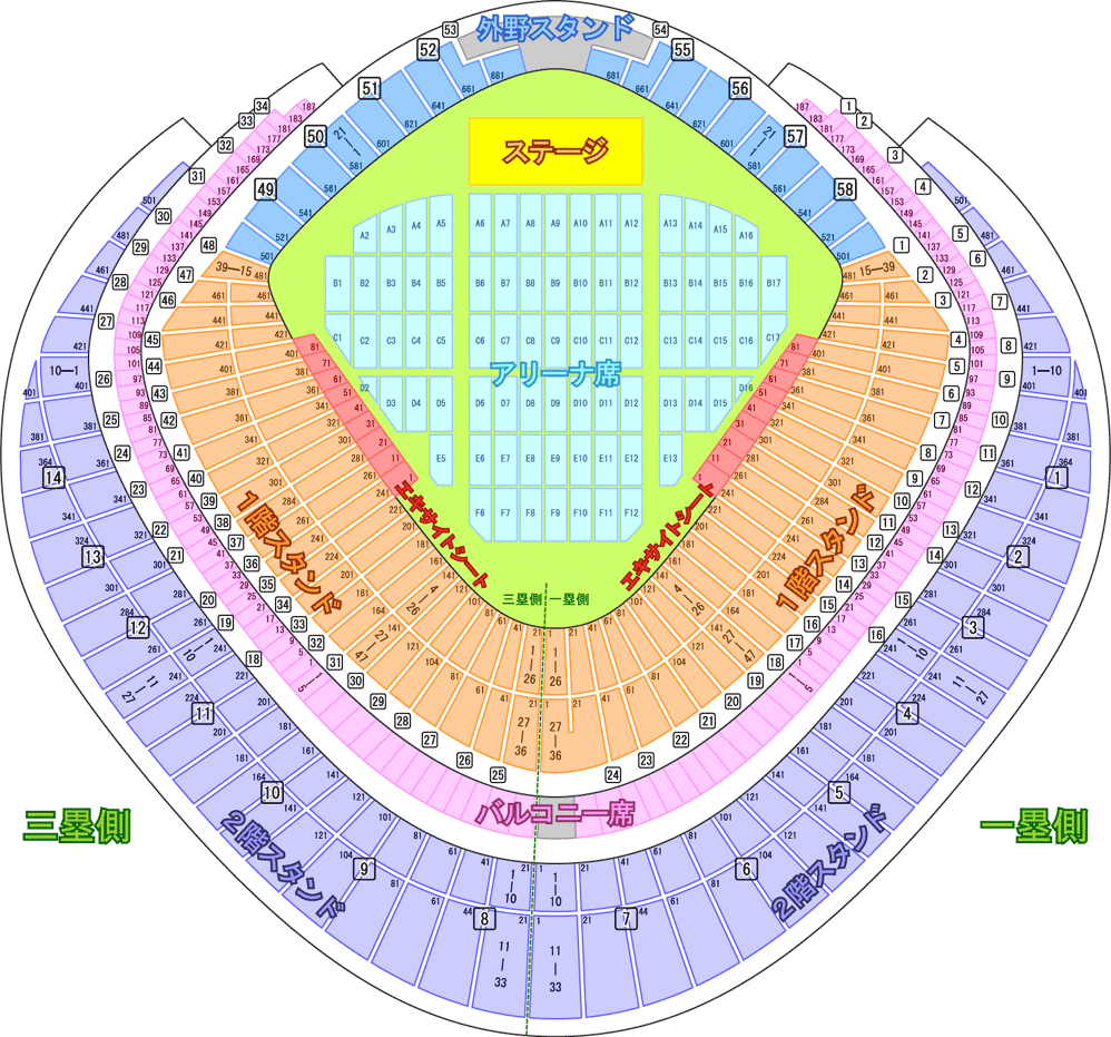 東京ドームの 40ゲート7通路2階一塁側14列 とはどこですか 呪文すぎて Yahoo 知恵袋