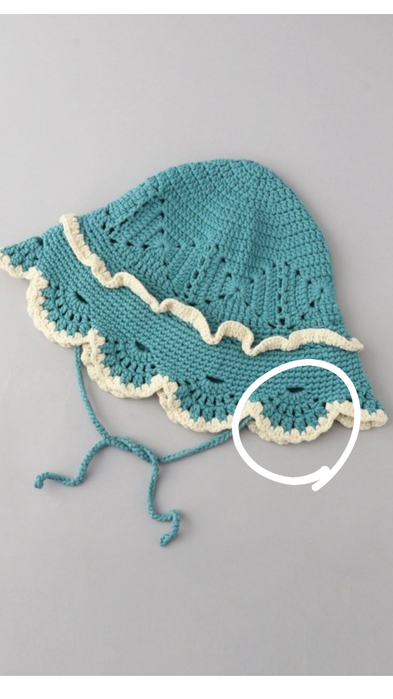 かぎ針で帽子を編んでいます つばを画像のように編むには、どんなふうに編んだら綺麗に編めますか？