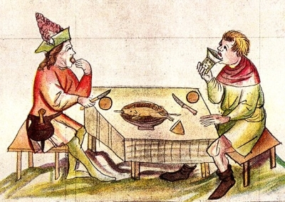 中世の食事風景です、これからどんなことが解りますか？