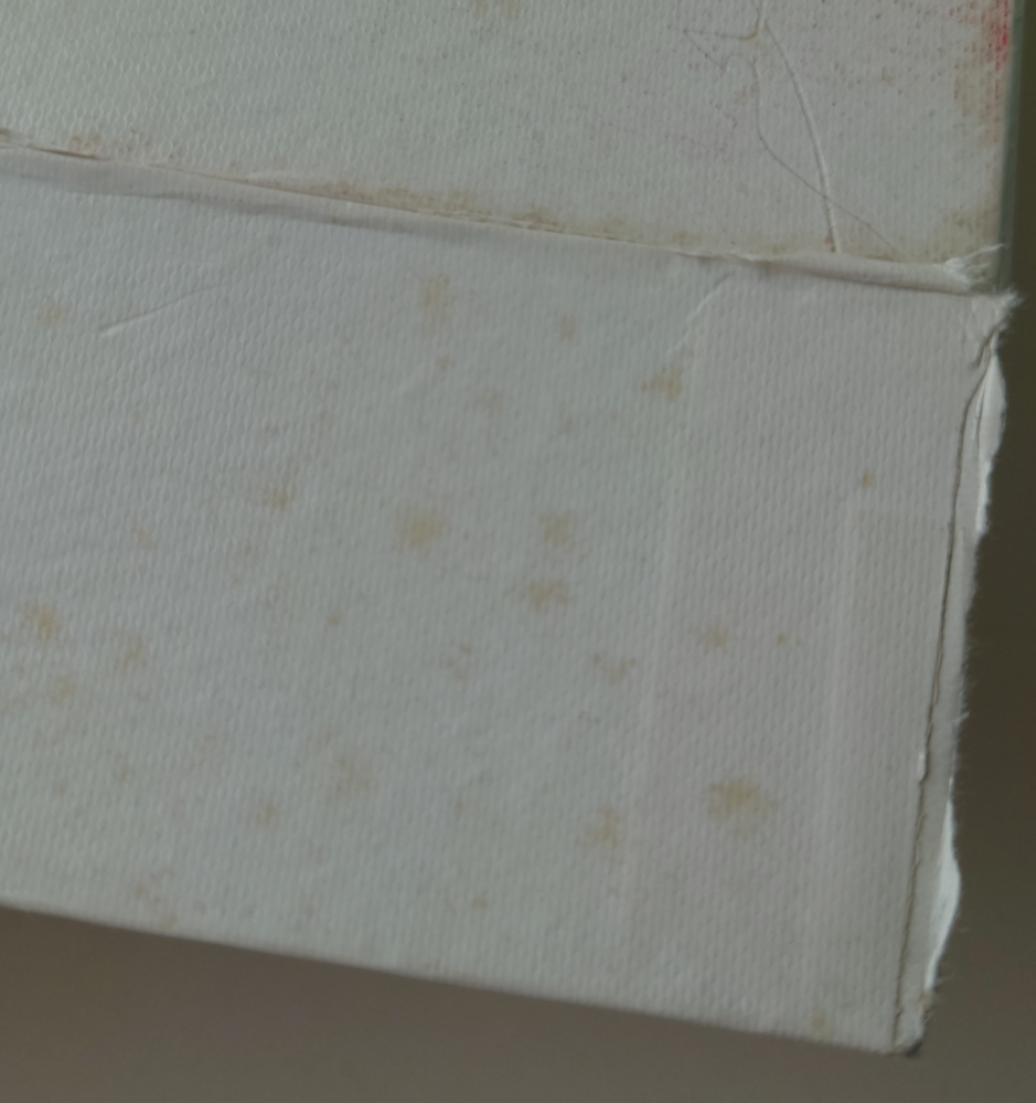 古い紙製の箱にシミ この茶色いポツポツは、カビですか？シミですか？ アルコール除菌すれば使えますか？それとも菌糸か何かが除菌できないものならば、箱自体捨てたほうが良いですか？