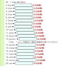 中学英語の問題です これらの複数形を教えてください 2 Boy Yahoo 知恵袋