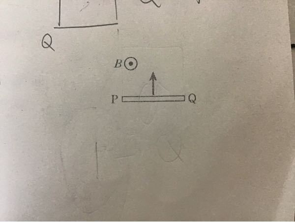 Bが磁場です。PQのどちらが電位が高いとか教えてください。（やり方を教えてください。 答えはQの方が高いです。