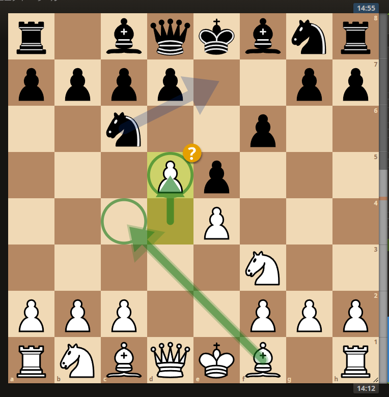 ここでは、白d5は悪手で、白Nc4が最善手とのことです。白d5はのちのこちらが指しづらいとわかりながらも、黒Nc6の理想の位置を崩すのを先行して考えてしまいました。 これはどう考えたらよろしいで...