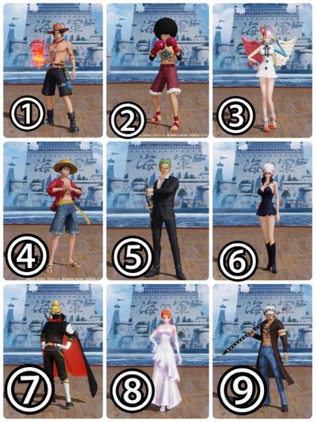 至急 ワンピースに詳し方 こちらの9人の名前を教えてください エース Yahoo 知恵袋