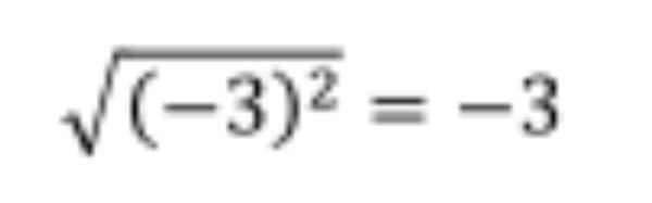 数学についてです。以下の画像のような式は間違いであると解説されているのですが、正解では無いのですか？ちなみに解説は√(-3)^2=√9=3になると書かれています。結局のところ、-3、3のどちらが正しいのですか？