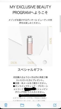 Diorのホワイト会員の2回目購入特典とはこちらの事でしょうか