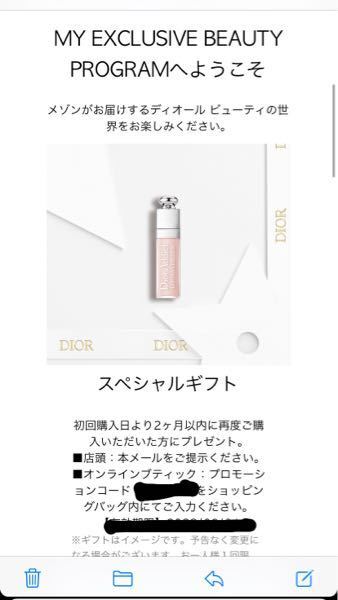 Diorのホワイト会員の2回目購入特典とはこちらの事でしょうか 