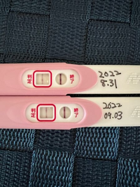 妊娠検査薬の陽性の線が濃くならず不安です。上が生理予定日当日(性行為18日後)... - Yahoo!知恵袋