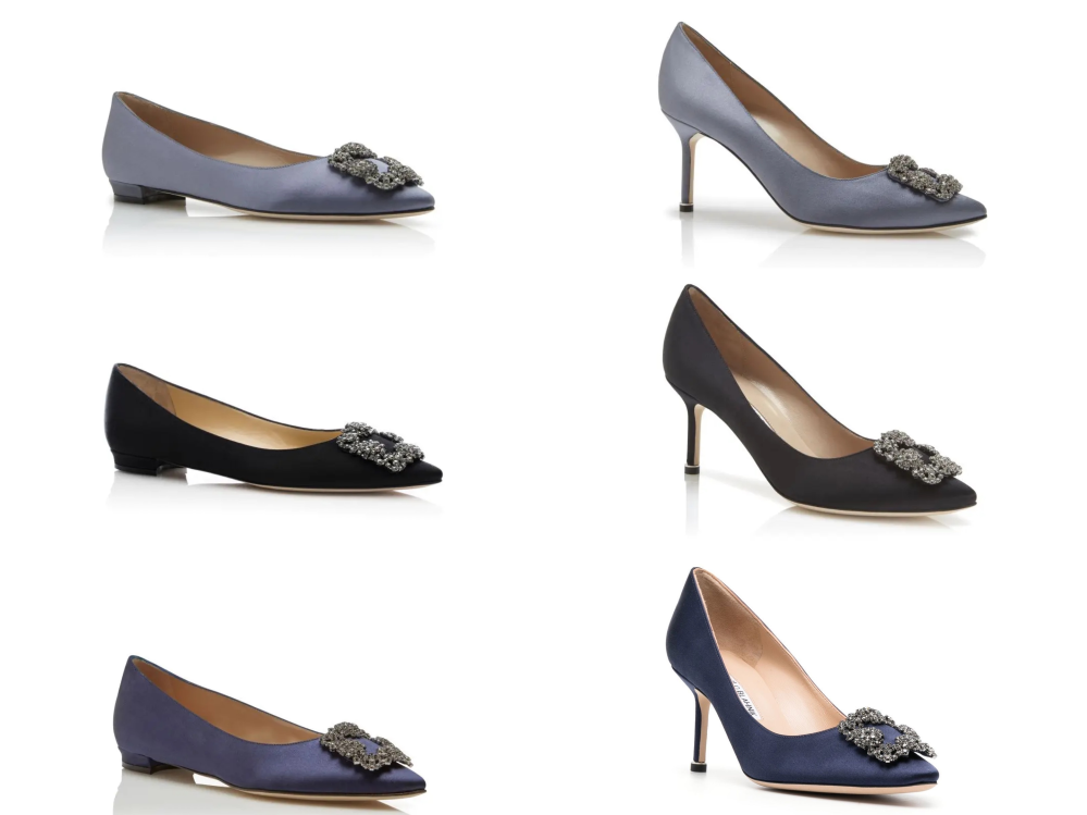 マノロブラニク（MANOLOBLAHNIK）のパンプスを購入予定です。サテン生