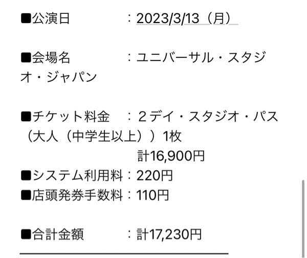 オリジナルブランド USJチケット ローチケ 2デイ2名様分 遊園地/テーマ