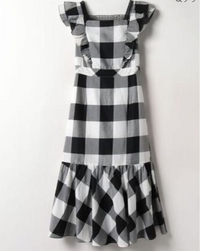LOULOUWILLOUGHBY】のギンガムエンジェルスリーブワンピースのS  