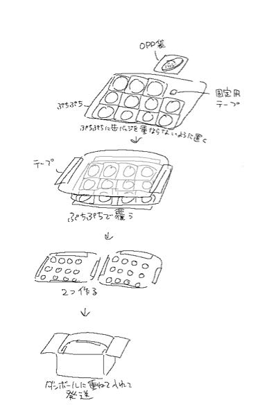缶バッジを30個梱包するのですが、画像のようなやり方でも大丈夫でしょ