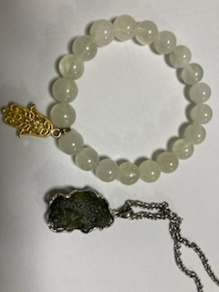 再入荷❣️才能を高める・幸運体質へ✨リビアングラス・モルダバイト・シトリン☆ブレス 14kgf モルダバイト リビアングラス エメラルド チェーン