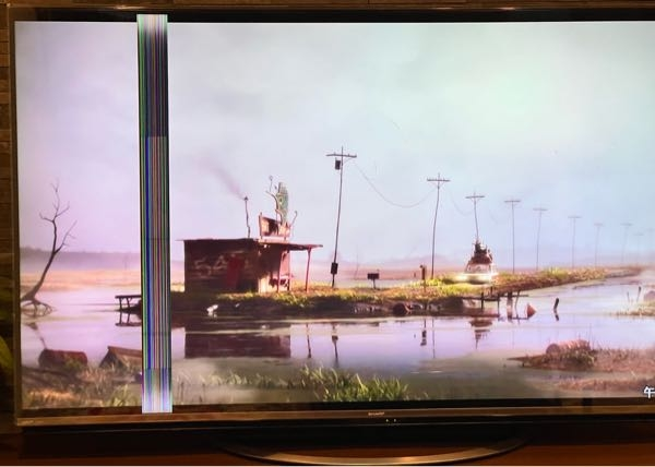 AQUOS画面に線が入るテレビを見ていたら突然幅10cmぐらいの帯状