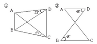 数学Aの問題です。


下の図のうち、４点A, B, C, D が１つの円周上にあるものを選べ。

説明も添えて教えて欲しいです。宜しくお願いします。 