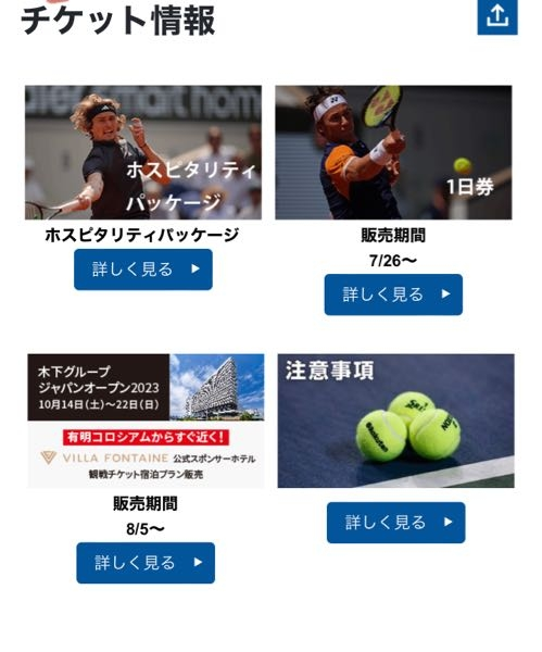 オンラインストア大阪 楽天ジャパンオープン10/5通しCS席 テニス