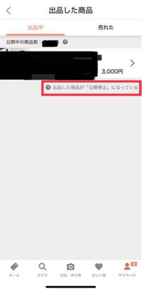 PayPayフリマについて】赤枠の「公開停止になっている」とは、私の出品