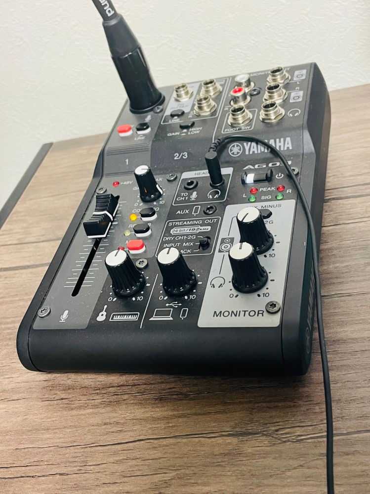 YAMAHAAG03mk2についてご質問です。自分の声がヘッドセットから YAMAHAAG03mk2についてご質問です。自分の声がヘッドセットから
