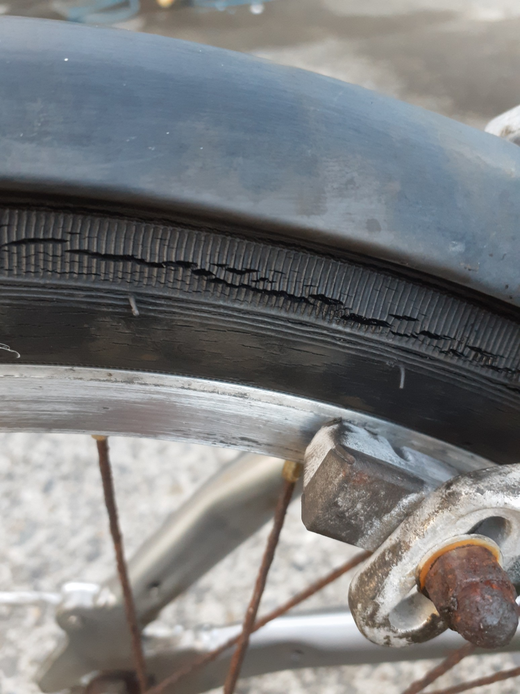 自転車のタイヤの寿命今日、自転車がパンクしたと思い、修理に出