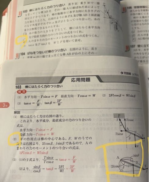物理の問題です なぜこれが釣り合いの式なのか全然わからないので、教えてください