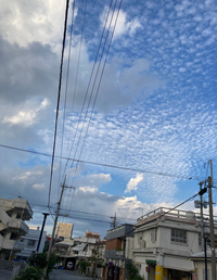 雲の形が2種類に分かれているのは 何か意味があるんでしょうか？！！ 右側の雲が気持ち悪くて嫌悪感なんですが これか秋の空あるあるなのですか？
