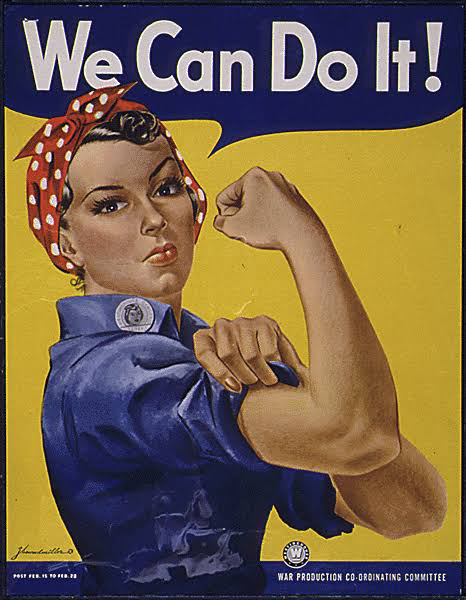 このキャラの名前ってなんでしたっけ？ 戦時中にアメリカで女性の勤労動員募集するポスターだったんですが、姉妹品にリベッターで鋲打ちしてるのもあり、時々米兵がバーのトイレやカウンターに「○○was here!(○○参上)」などとジョークで書いたりしてました。