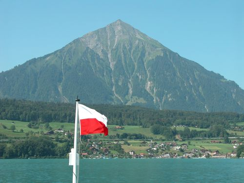 スイスのトゥーン湖の遊覧船の旗ですが、なぜスイス国旗ではないのでしょうか？ 旗の意味は何なのでしょうか？ご教授よろしくお願い致します。