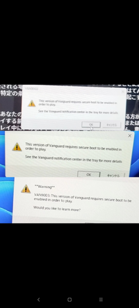 パソコンでバロラントをしたいのですがこのような表示たちが出てきて