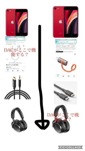 オーディオに詳しい方に質問です。 音楽再生機器はiPhoneSE2で、ヘッドフォンはB&WのPX8を有線で接続したいと思っています。(今現在未購入) iPhoneSE2にLightning - 3.5 mmヘッドフォンジャックアダプタを取り付け、 そこにヘッドフォンのPX8を、USB-C - 3.5mmステレオミニプラグケーブルを付けると、 DAC機能はLightning - 3.5 mmヘッドフォンジャックアダプタのものを使うという事になりますよね？ PX8に内蔵されているDAC機能を使いたい場合は、イヤホンジャックの付いていないただのType C to ライトニング 変換アダプタをiPhoneに取り付けて、ヘッドフォンのPX8を、USB-C - USB-Cケーブルで接続すれば、ヘッドフォンのDAC機能の方を使えるという事になるのでしょうか？ 千円のLightning - 3.5 mmヘッドフォンジャックアダプタのDAC機能より、10万円のヘッドフォンに内蔵されているDAC機能の方が良さそうなので、このような疑問に至ったのですが、どうなんでしょうか？
