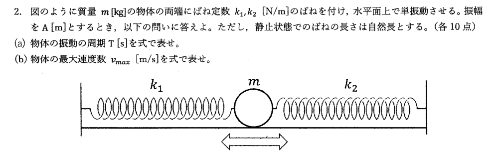 基礎物理について 画像の問題の解き方を教えてください．