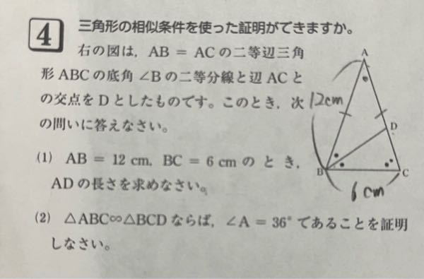 中学3年生の数学の問題です。4の(2)の証明をおしえてください。