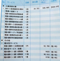 「確定申告 医療費控除」について質問です。

1. 看護小規模多機能型居宅看護

添付したこちらの明細のうち医療費控除となるものは、介護保険対象とある負担金額36,665円のみでしょうか？ 下段のその他複合サービス1,2は対象外でしょうか？

2. 上記の看多機とは別の介護施設にてショートステイとデイサービスを利用した場合は対象外でしょうか？

明細には下記のような表示がでて...