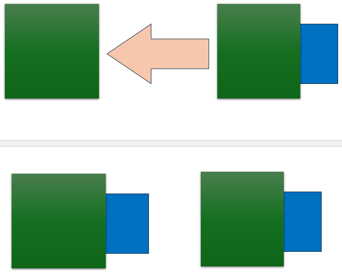 Microsoft ワードで質問です。 下記の図の画像が３００ページあります。 すべて同じ図形なのですが、一括で青い部分をトリミングして、 すべて緑色の部分にだけにしたいのですが、 可能でし...