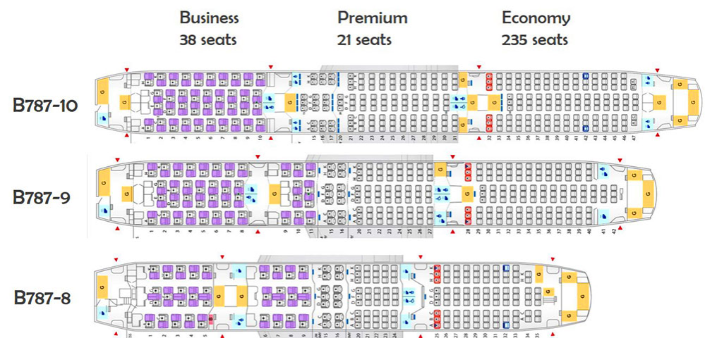 ANA 国際線 ビジネスクラスに詳しい方にお伺いしたいです。 機材ANA (781) ボーイング787-10 成田→スワンナプーム空港（タイ） なのですが、機材を調べたら 画像の１番上のタイプの座席でした。 良くあるビジネスクラスとビジネスクラスの間にトイレがあるタイプではなく ビジネスクラス10列並びその後ろにトイレがあります。 これだとどの列がおすすめですか？ 窓際が良いので窓寄りの窓際を指定しようと思ったら、中間の辺りと一番後ろしかなかったので、とりあえず一番後ろを指定しましたが、画像を良く見たらトイレが隣のようですが気になりますか？ トイレの開閉ドアも真横って感じでしょうか？ 開閉が後ろ向きならまだ良いかなと思ってるのですがいかがでしょうか？ アドバイスいただけましたら助かります。 どうぞよろしくお願いいたします。