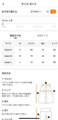 至急です！！！temuでボトムスを買おうと思っているのですが、サイズ 