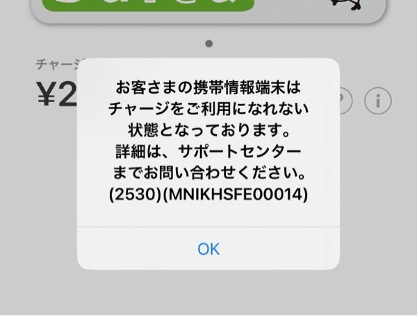 アプリ等でチャージをしようとするとこの画面が出てくるのですが治し方
