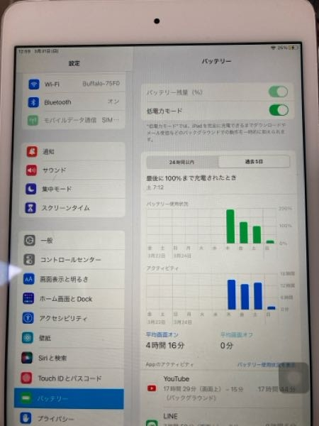 iPadmini4iOS15.8バッテリー残量を調べようとしたのです - Yahoo!知恵袋