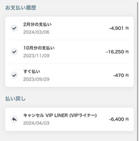 至急お願いします。
ペイディで後払いにしてご利用が確定した後に事情がありキャンセルしたのですが画像のように払い戻しで－6400円と、マイナス表記になっています。
これは支払わなくても大丈夫ですか？ 