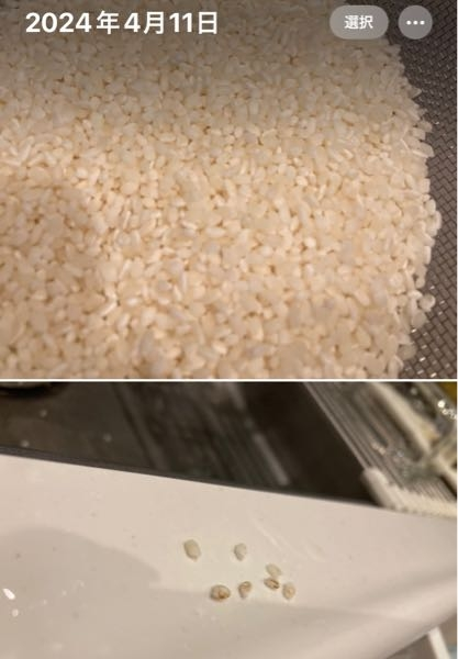 至急 2年半前に精米された白米は 食べないほうがいいですか？ 状態を見たところ、虫はわいていませんが 一合につき10粒程度写真下部のような 所々黒っぽい米があります。 一度、炊飯器で少量炊いて食べてみましたが やはりちょっと酸化したような古い米の香りがして 美味しくはなかったですが、食べる事はできました。 お米を捨てるのに抵抗があるため 食べても大丈夫な状態であれば 救済方法も合わせて教えていただけると 助かります。