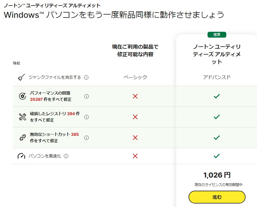 長年、ノートンに加入していますが、料金上乗せでアドバンスドに変更 