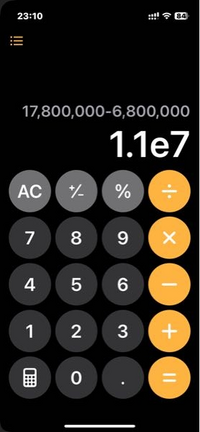 iPhone13でiOS18にアップデートしてから計算機の答えがおかしくなりました。 再起動しても直りません。小さい位の数字だと正確な答えになるのですが大きな位の数字だとおかしな答えになります。バグですか？