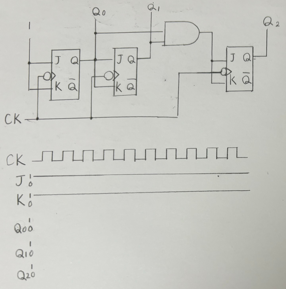 この回路図のタイムチャートと回路名があれば回路名も出来れば教えてください
