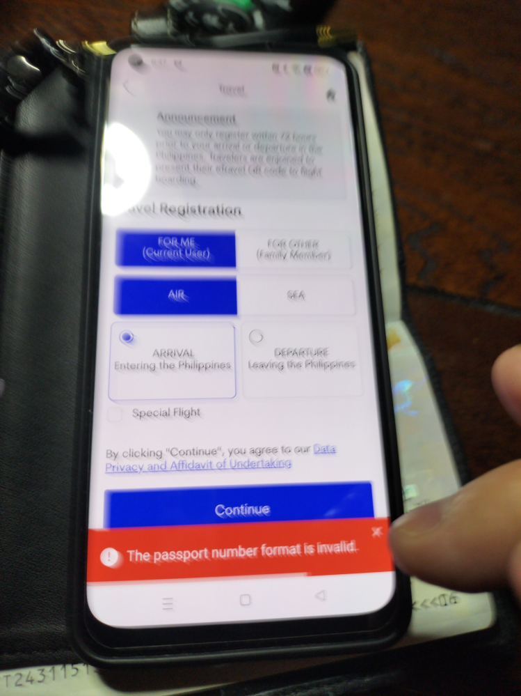 11/5にフィリピンに行くためetravelを入力しようとするとパスポート番号の形式が不適格とエラーが出ます。 本年5月の出入国は普通に出来たのですが何が問題かお分かりの方が居られましたらご享受頂けませんでしょうか。