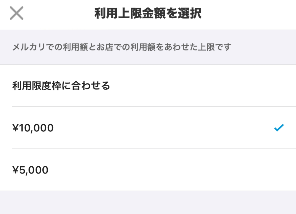 相場わからないため希望金額にできる限り合わせます！！ メルカードの利用上限金額が変更したいんですけどこの場合どうすれば