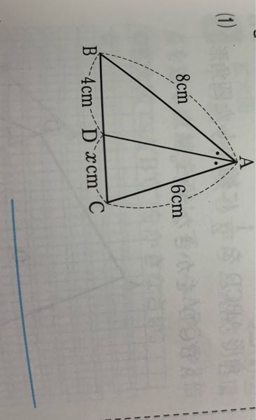 中3数学相似の問題です。 下の画像のような図で、 8：6＝4：xという比が成り立つのはなぜですか？ 二等辺三角形の頂角の二等分線は底辺を垂直に2等分するということが関係するらしいのですが、具体的にどのようなことか教えてください。