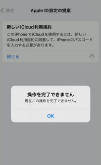 iPhone12を使用している物です。 このような表示が出てきてしまい、新しいiCloud利用規約を同意することが出来ない状態であるため、iCloud利用規約を確認して同意する画面にいく方法を教えて頂きたいです。