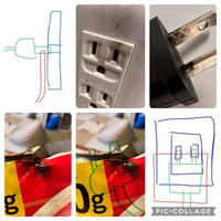 電気工事士の方、電気工事を専門にしている方、よろしくお願いします。 オーブントースターをコンセントに差し込もうとした際、内側が金属製と思われるパッケージがコンセントの近くにあり、電源コードとコンセントの間に挟まった状態で差し込んだところ、青白い火花が飛び、パチンという大きな音とともに、添付の写真のような状態になりました。

以下の点について教えていただけると幸いです。

1. 何が起こったの...