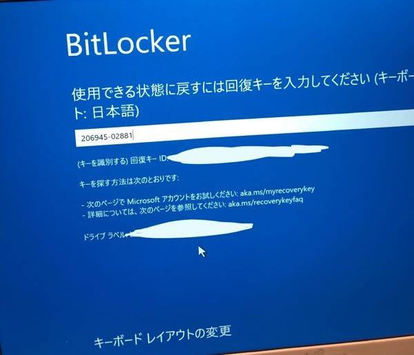 富士通Windows11ノートパソコンを使っている者です。 先日、更新プログラム終了後にブルー画面の「ビットロッカー」が表示されました。（スキップや再起動など初期化以外の方法は全て試しましたがブルー画面のループでした。） 48桁の回復キーを打てば良いとのことですが、あいにく回復キーを覚えておらず、、。 Microsoftのサイトで回復キーの確認したところ、「デバイスがありません」と表示されました。 私の個人用ファイルには二度と手に入らない重要なデータがあるため、なるべく初期化は避けたいです。 ①やはり回復キーが分からないと初期化するしかないのでしょうか。 ②どうにかデータだけでも手元に残せる方法はありますかね。 ③もし個人用ファイルのデータがCドライブに自動保存されていたとしたら、初期化しても問題ないですか。 ④どこかに問い合わせをするなどの方法はありますか。 ※質問に対する回答はいずれかで構いません！ 質問が多くてすみません。 回復キーを保存しなかったことは反省しています。 最後まで足掻けるまで足掻いて初期化したいと考えております。 有識者の方、どうかご回答お願いします！