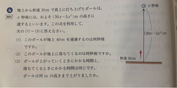 (2)と(3)の解説をお願いします。 (2)の答えは6秒後 (3)の答えは45m です。